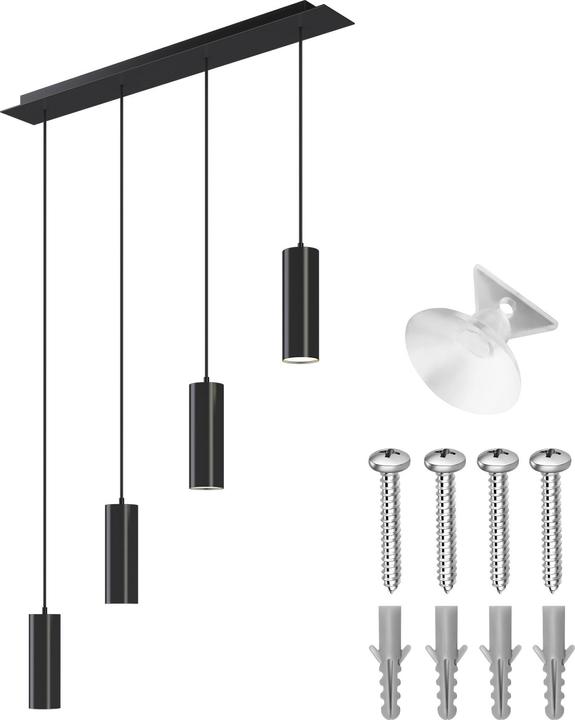 Image du produit tectake Plafonnier Lumea, 4 lampes, câbles réglables en longueur (GU10)