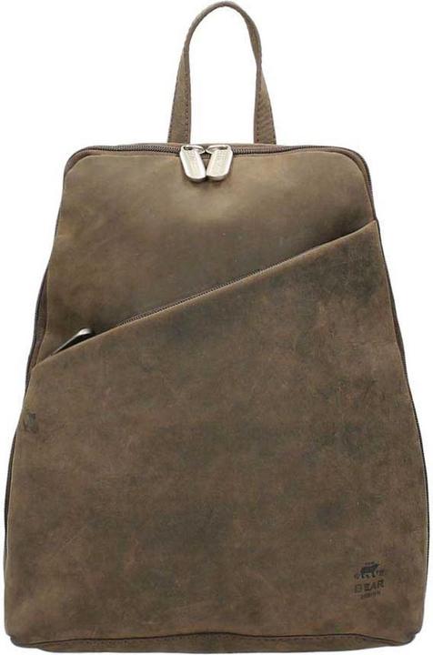 Bear Rock Bärende Design Rucksack HD Lederbraun