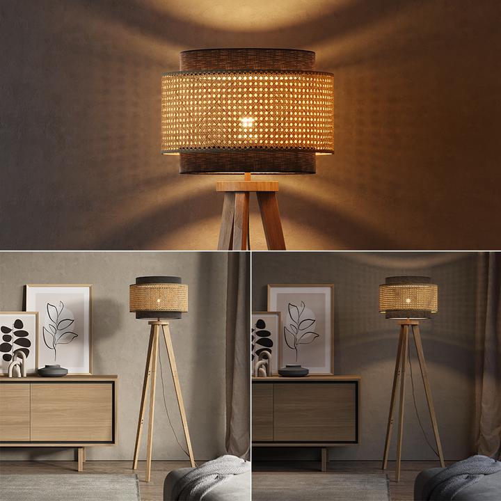 Produktbild Vicco Stehlampe Morten, Rattan/Schwarz, 45 x 142 cm (E27)
