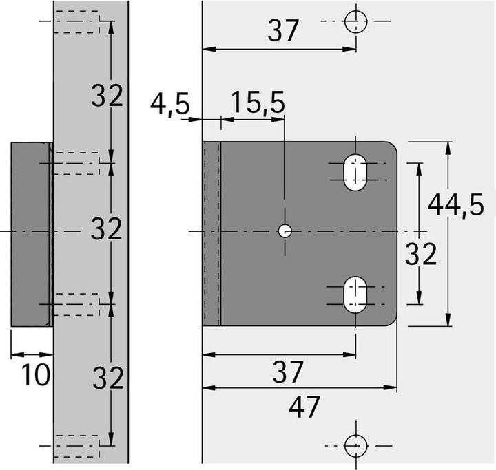 Actual product image Hettich PRESTIGE 2000 stop bracket type 4515, nickel-plated steel