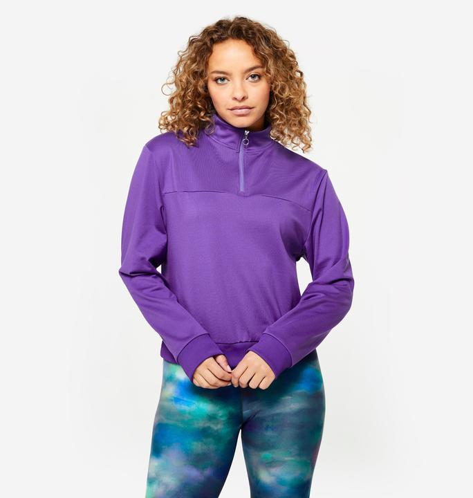 Produktbild Domyos Sweatshirt Damen Langarm Reissverschlusskragen - violett (L)