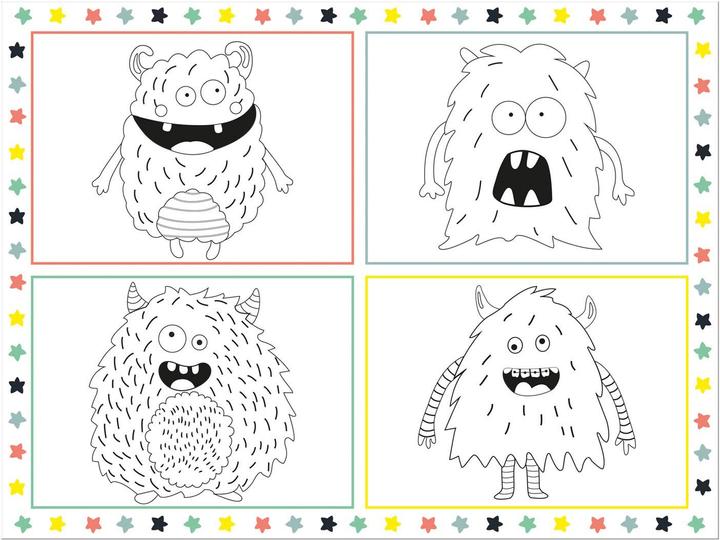 Actual product image Folat Colouring template table set Monster Bash, 6pcs.