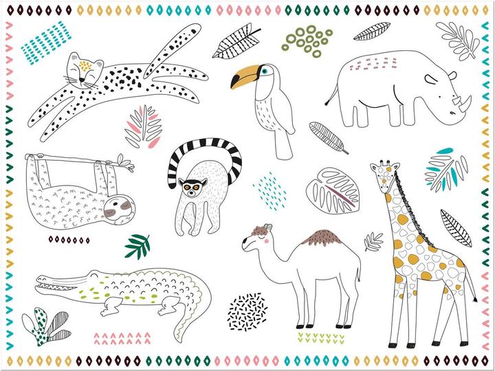 Produktbild Folat Ausmal-Tischsets Wilde Tiere 6St. (6 x, 40 x 30 cm)