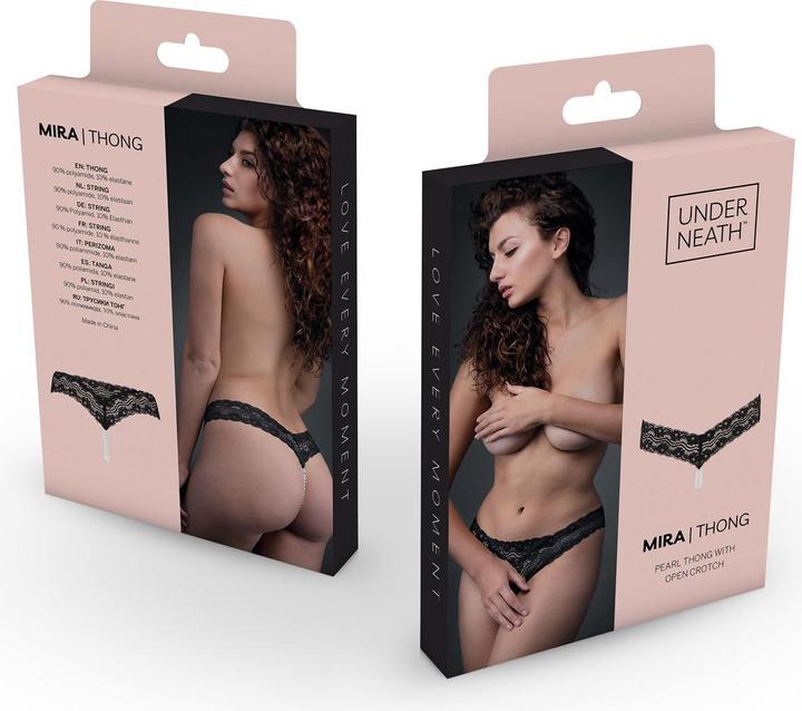 Actual product image Underneath Crotchless Mira G-string With Pearl Chain (S/M)