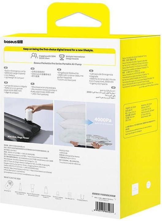 Produktbild Baseus PocketGo Pro Serie Tragbare Luftpumpe Stellar Weiss (Eingebautes Display, Eingebautes Mikrofon, Akku)