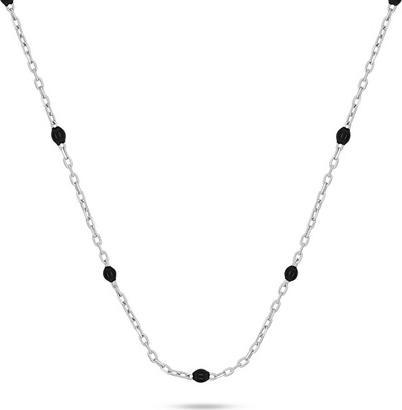 Brilio Silver - Silver necklace with black beads NCL112WBC