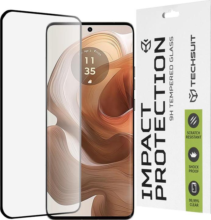 Techsuit - 111D Full Cover / Full Glue Glass / 3D Curved Screen - Motorola Edge 50 Ultra - Black (1 Stück, Motorola Edge 50 Ultra)