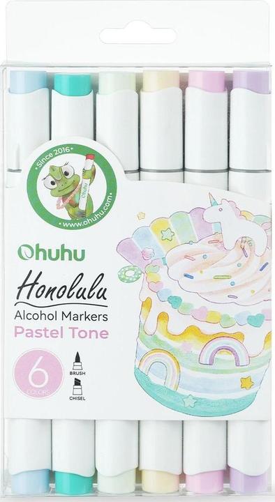 Immagine prodotto Ohuhu Pennarelli artistici Honolulu (6 pezzi) - colori pastello (Toni pastello, 6 x)