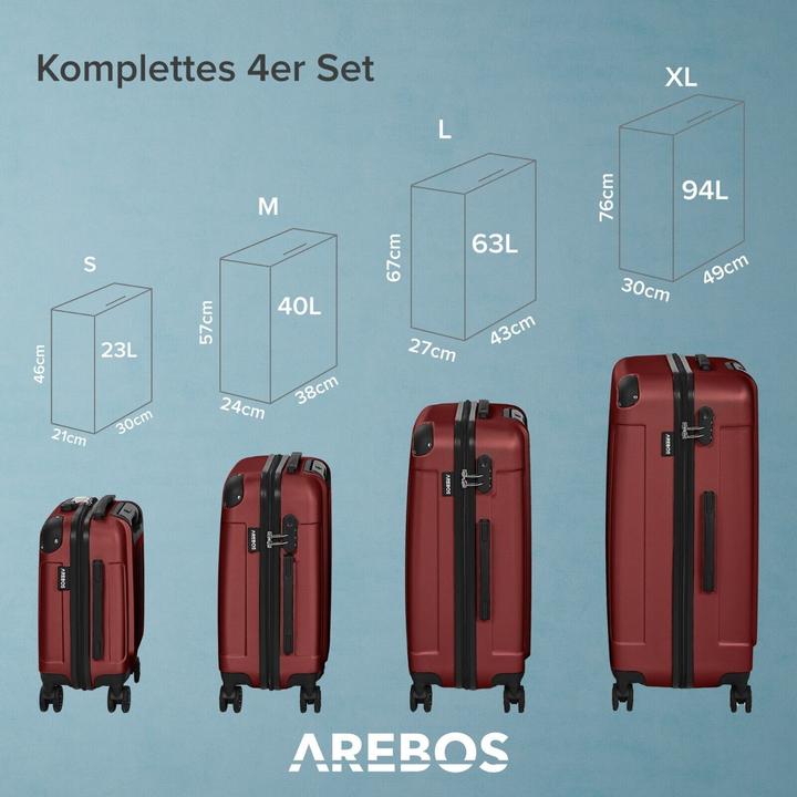 Image du produit Arebos Valise de voyage (94 l, Bagage à main (jusqu'à 50l), M (50 - 90l), L (90 - 115l), XL (à partir de 115l))