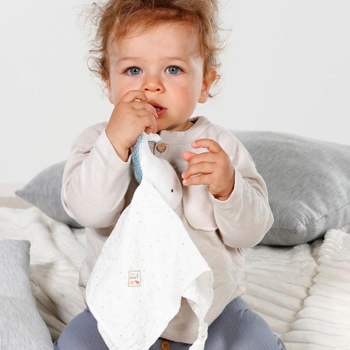 Actual product image Fehn 056068 Cuddle cloth whale fehnNATUR - baby cuddle cloth made of organic cotton with dummy attachment