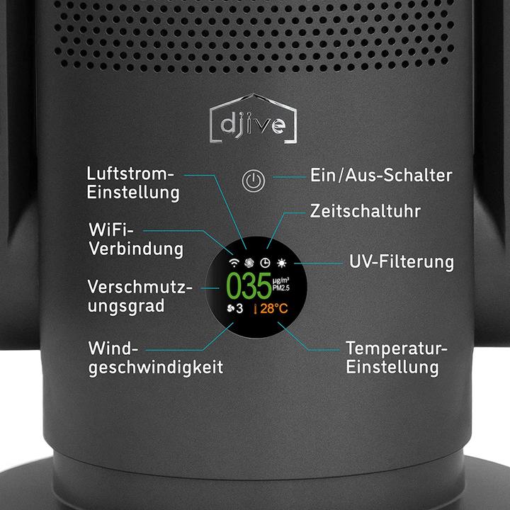 Produktbild Djive Ventilator, Heizlüfter & Luftreiniger, Anthrazit (25 m²)