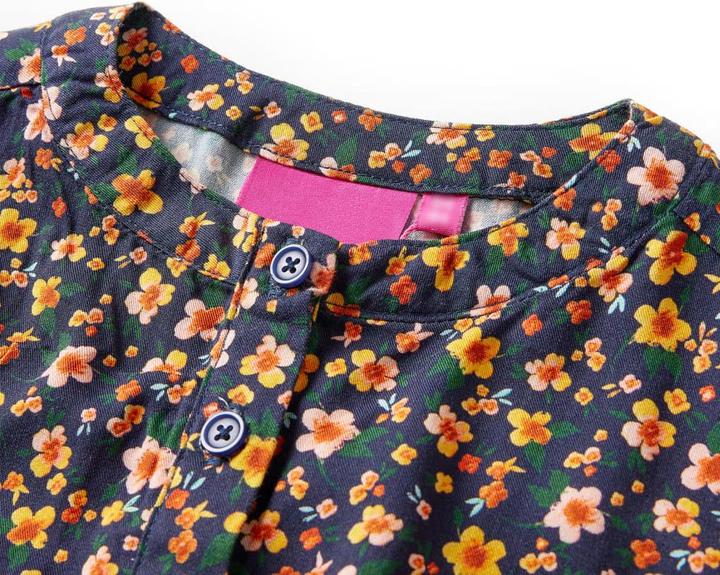 Produktbild VidaXL Kinderkleid mit Langen Ärmeln Marineblau 140,Material: 100 (140)