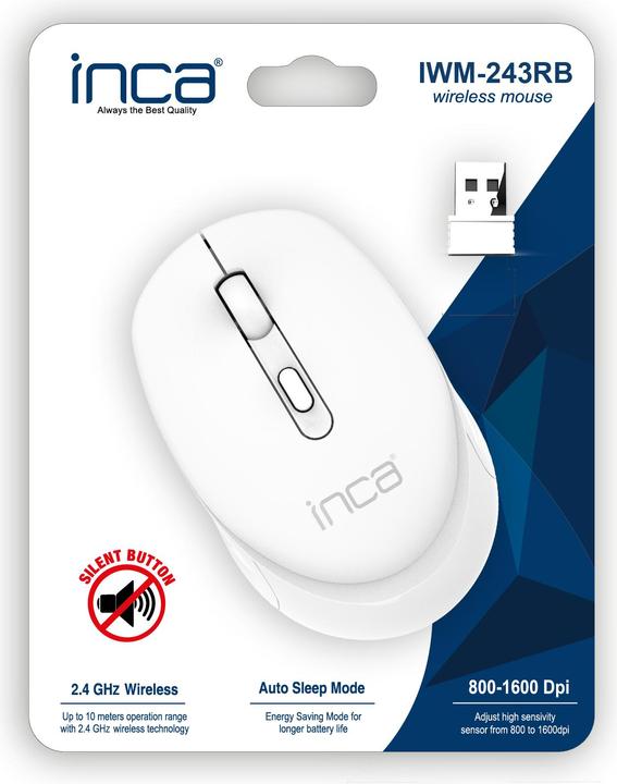 Actual product image Inca Mouse IWM-243RB 1600 DPI,CANDY DESIGN White, 2.4GHz (Wireless)
