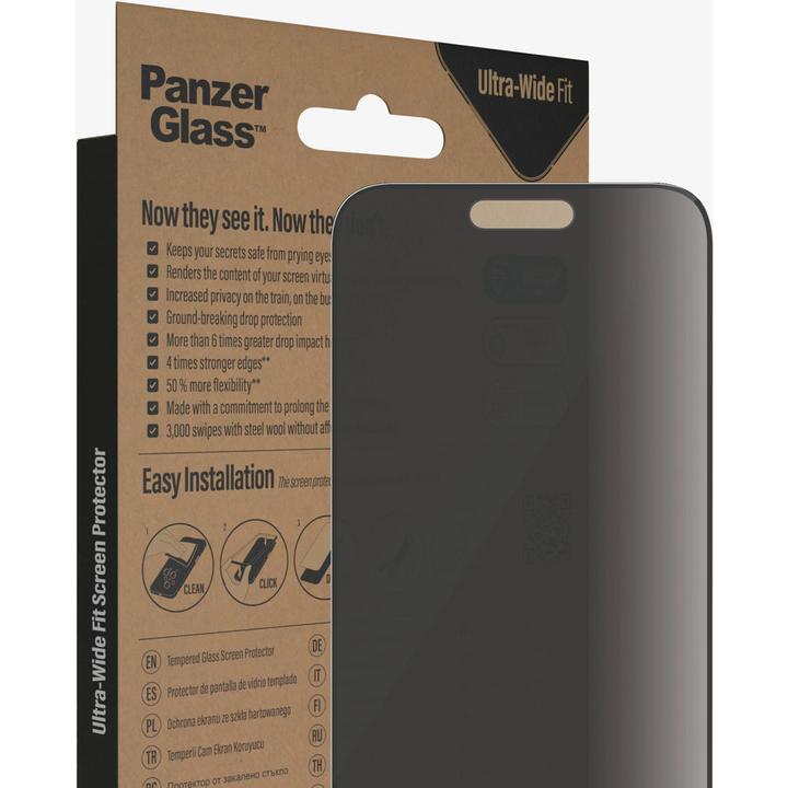 Produktbild PanzerGlass Ultra Wide Fit Privacy (1 Stück, Apple iPhone 14 Pro Max)