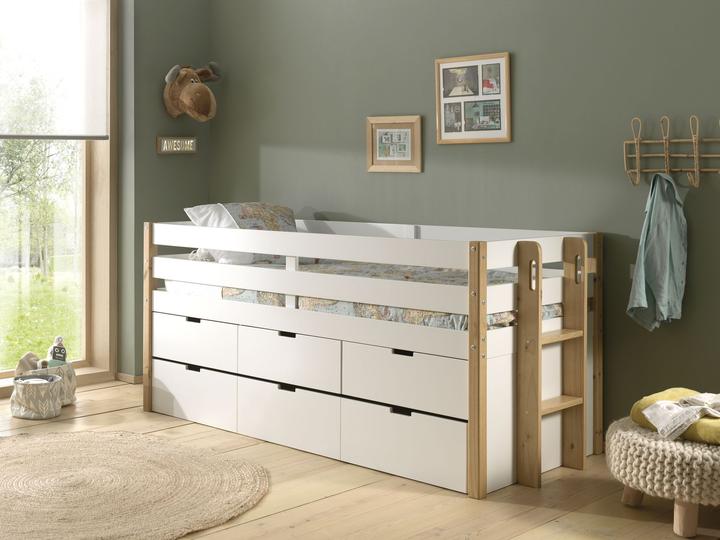 Image du produit Vipack Lit gigogne Margrit avec tiroir coulissant et tiroirs (90 x 200 cm)
