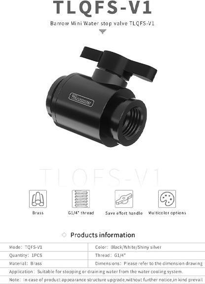 Actual product image Barrow Ball Valve (10mm) G1/4 inch Ball Valve, white - black
