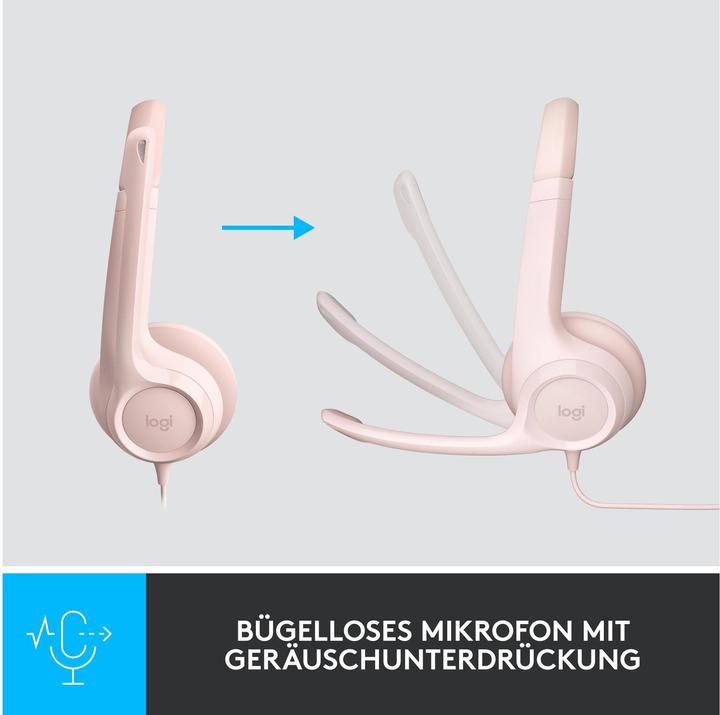 Actual product image Logitech Wired H390 headset - ROSE - USB (Cable, USB-A)