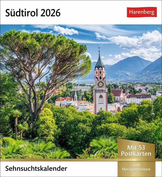 Actual product image Harenberg Südtirol Sehnsuchtskalender 2026 - Wochenkalender mit 53 Postkarten (Hardcover, German)