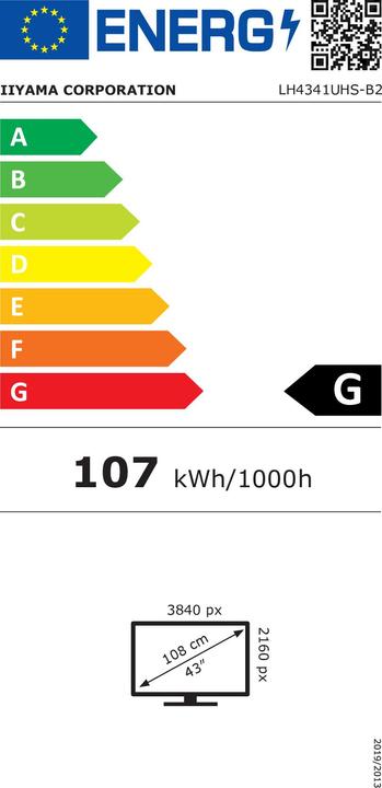 Energie-Label iiyama LH4341UHS-B2 (3840 x 2160 Pixel, 42.50")