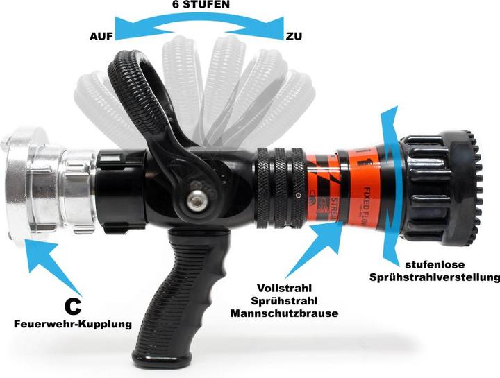 Actual product image Wiltec C 2" Fire Fighting Fog Nozzle Branch Pipe 150/180/300/450/660l/min Emergency Aid Stepless Adjus