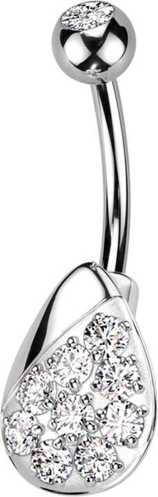 Image du produit Star Piercing Banane argentée avec boule argentée cristal argenté et goutte avec cristaux argentés (Acier chirurgical 316L, Laiton)