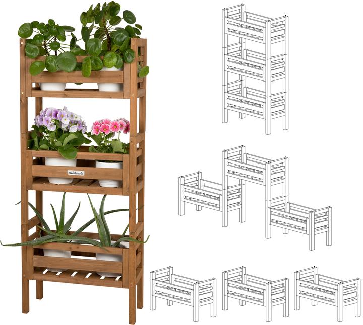 Needs&Wants Multi-Pflanzenständer "Placy2" mit 3 Kästen, Fichte (braun)