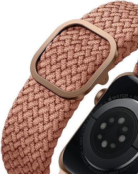Produktbild Uniq Aspen Bracelet Tresse Apple Watch 40 38mm Rose Raisin (Hochwertiges, dehnbares Gewebe aus Polyestergarnen)