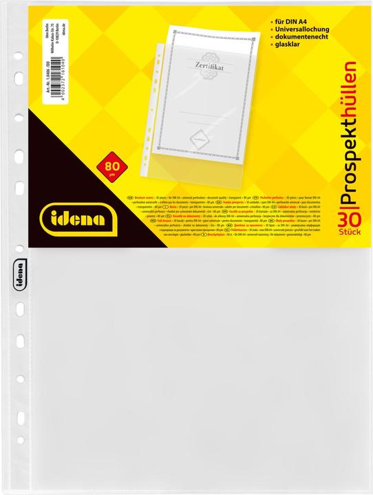 Actual product image Idena Brochure sleeve A4 30 pcs crystal clear 80µ (A4, 30 x)