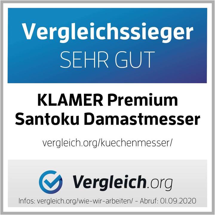 Immagine prodotto KLAMER Santoku Damastmesser 18 cm Kochmesser (18 cm)