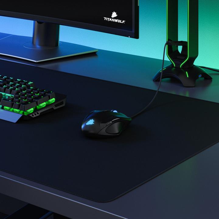 Produktbild Titanwolf Gaming Mauspad, 1000 x 500mm XXL Mausmatte, verbessert Präzision & Geschwindigkeit, schwarz (XXL)