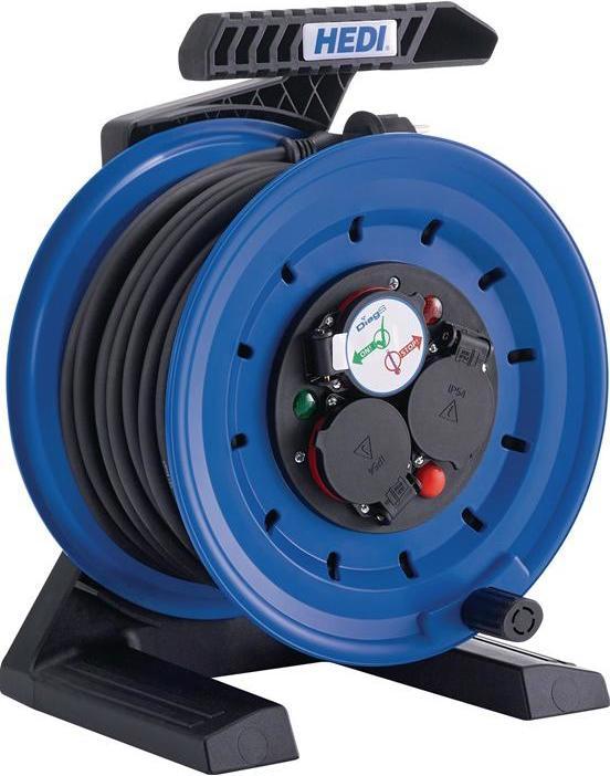 Hedi Kabeltrommel 40 m H07RN-F 3 x 1,5 mm² 250 mm 3 Schutzkontaktsteckdosen Vollkunststoff IP44 (40 m, 4.50 mm²)