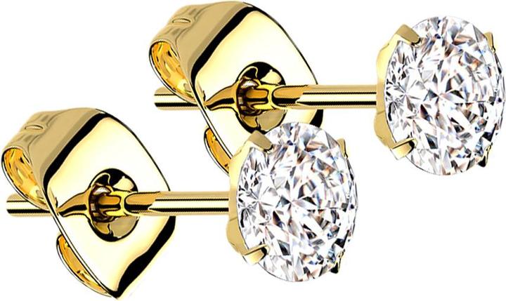 Image du produit Star Piercing Boucles d'oreilles plaqué or cristal rond argent (Titane G23, sans laiton)
