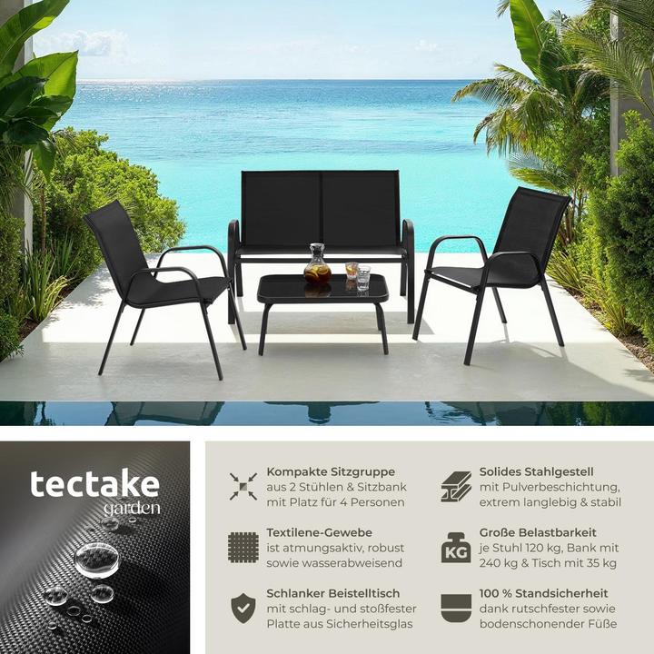 Produktbild tectake Sitzgruppe Nora für 4 Personen, Textilene-Gewebe (111 cm)