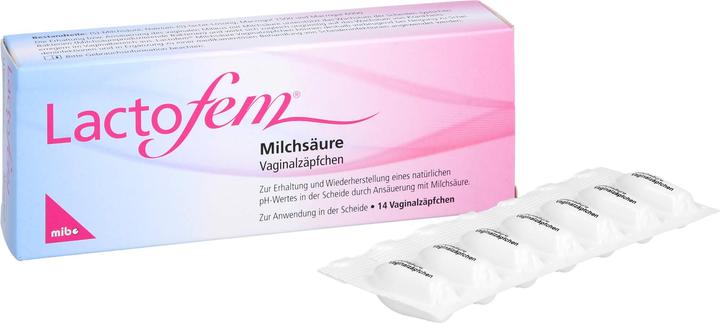 Image du produit Mibe Suppositoires vaginaux à l'acide lactique Lactofem, 14 suppositoires (Suppositoires vaginaux)