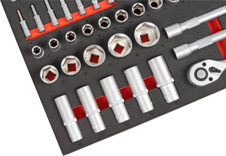Actual product image Stier Socket spanner set, 1/4 and 1/2 inch, 92-piece, in soft foam insert (EVA) (1/4")