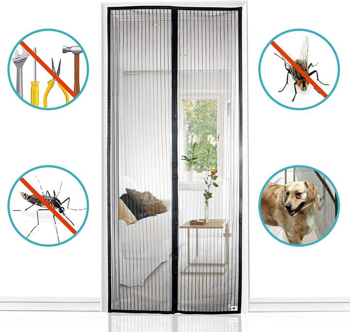 Actual product image Werkstein Magnetic door insect screen fly curtain mosquito net (140 x 240 cm)