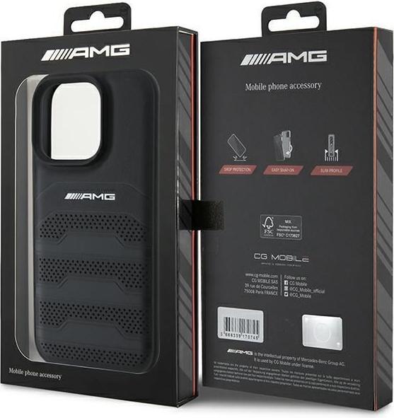 Produktbild Mercedes AMG AMHCP16LGSEBK iPhone 16 Pro 6.3" czarny/black hardcase Leather Debossed Lines Black Logo (Apple iPhone 16 Pro)