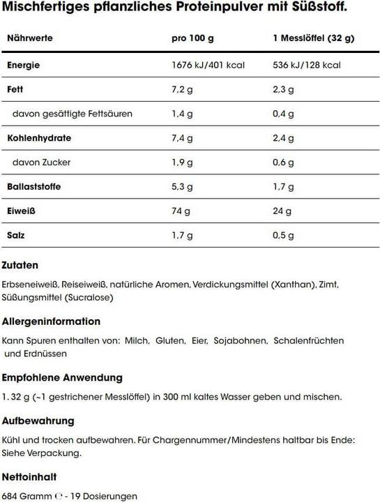 Nutritional values and ingredients Optimum Nutrition Gold Standard 100% Plant (Vanilla, 1 pcs., 684 g)