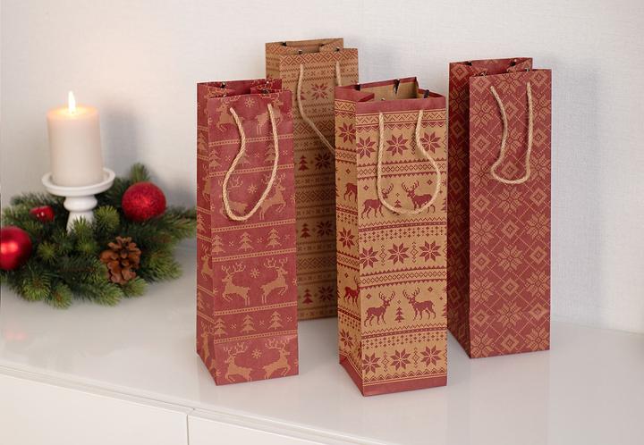 Immagine prodotto Infactory Set di 12 sacchetti regalo natalizi in carta kraft per bottiglie di vino (Carta da regalo, 12 x)