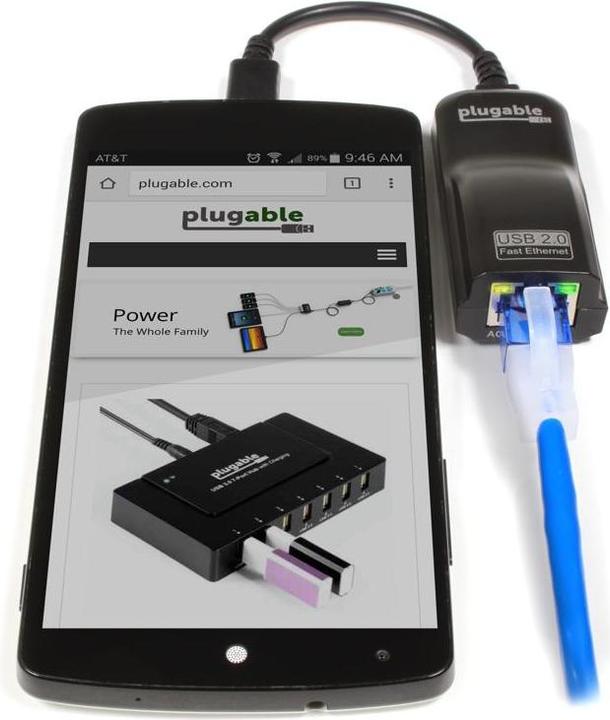Actual product image Plugable USB OTG to Ethernet Adapter (Micro USB, RJ45 (1x))
