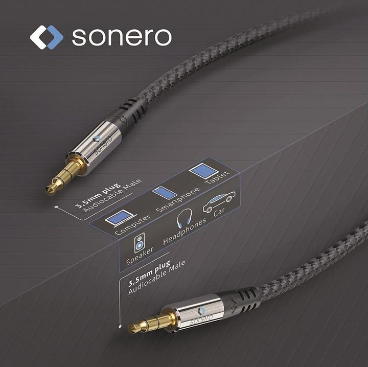 Produktbild Sonero Audio-Kabel 3.5 mm Klinke mit Nylonmantel 5 m (5.50 m, 3.5mm Klinke (AUX))
