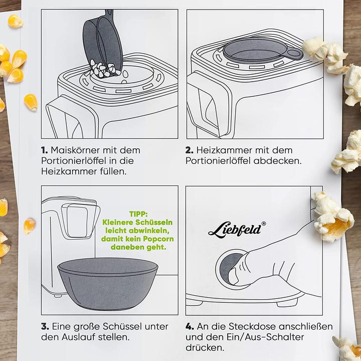 Produktbild Liebfeld Heissluft Popcorn Maker Weiss