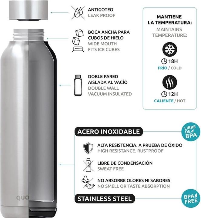 Actual product image Quokka Solid - 630 ml stainless steel thermal bottle (Sleek Gold) (0.51 l)
