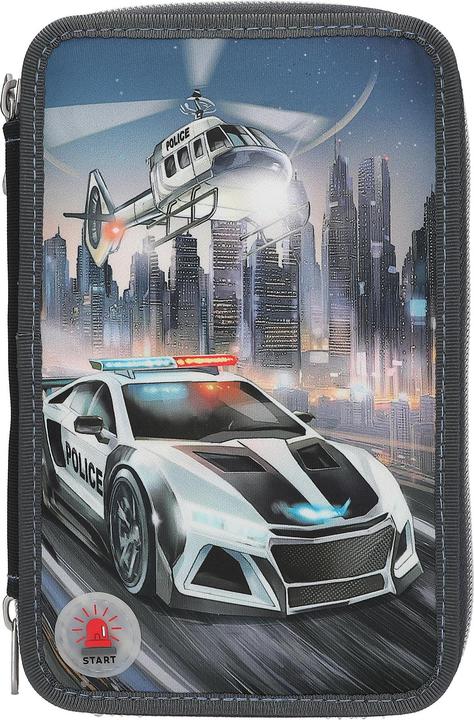 Produktbild Magni DEPESCHE MONSTER CARS Federtasche LED Polizeiauto 3-Fach gefüllt schwarz