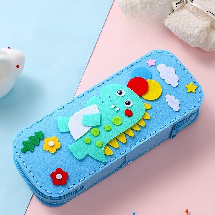 Actual product image Activity Board Set Handmade Sewing Fun Pencil Case Kit, DIY Stickerei Anfänger Handwerk Kunst, Polyester Nähen