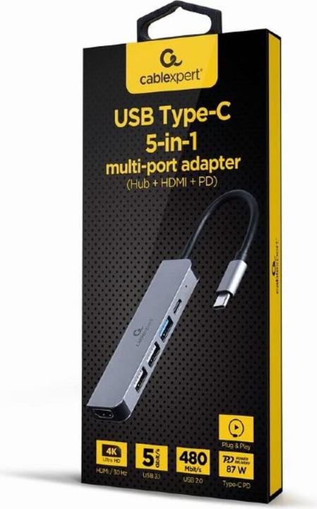 Actual product image Gembird Multi Port Adapter USB Type C (USB-C, 5 Ports)