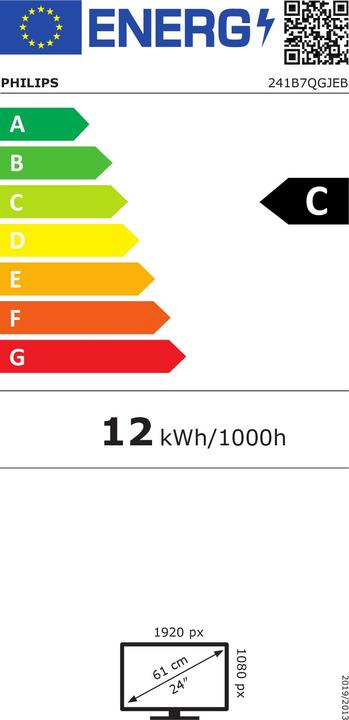 Label énergétique Philips 241B7QGJEB/00 (1920 x 1080 pixels, 24")