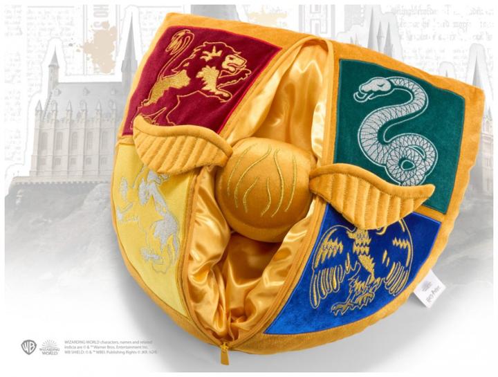 Actual product image Noble Collection Harry Potter oreiller avec peluche Quidditch Crest & Vif d'or (36 cm)