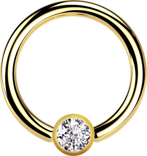 Produktbild Star Piercing Ball Closure Ring vergoldet mit Kugel Kristall silber (ohne Messing, Chirurgenstahl 316L)