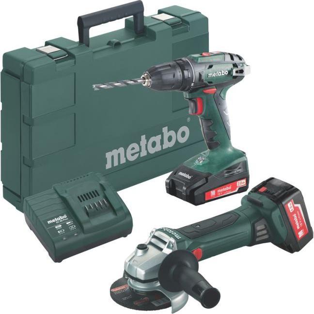 Actual product image Metabo 18V battery set cordless drill driver BS 18 + angle grinder W 18LTX125 Quick in case (18 V)